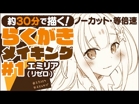 短時間で描く エアスケブ 1 エミリア リゼロ らくがきイラストメイキング Sai Youtube