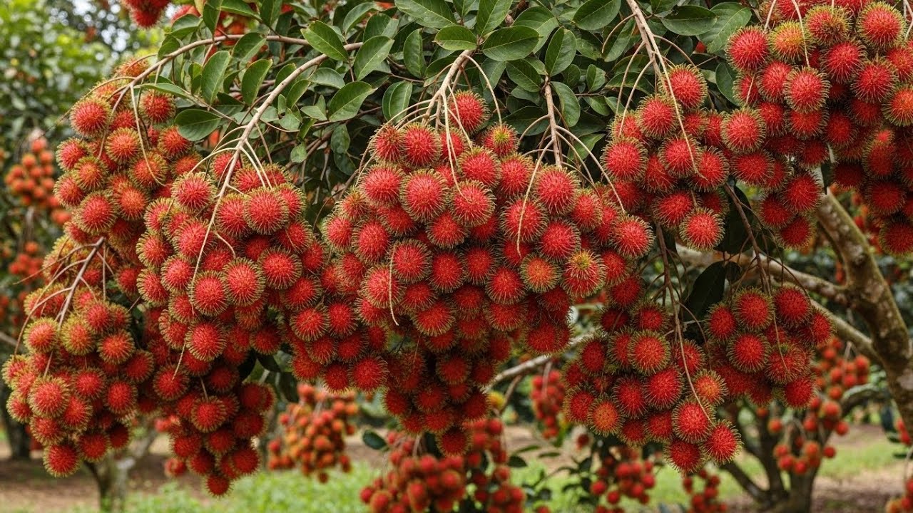 HOW RAMBUTAN ARE GROWN | Giant Fruit Clusters Harvest
