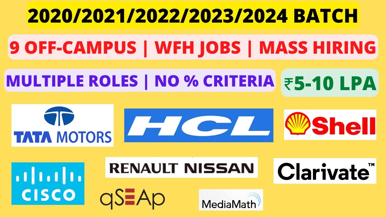 9 Urgent OffCampus 20202024 Batches WFH Jobs Any Graduate