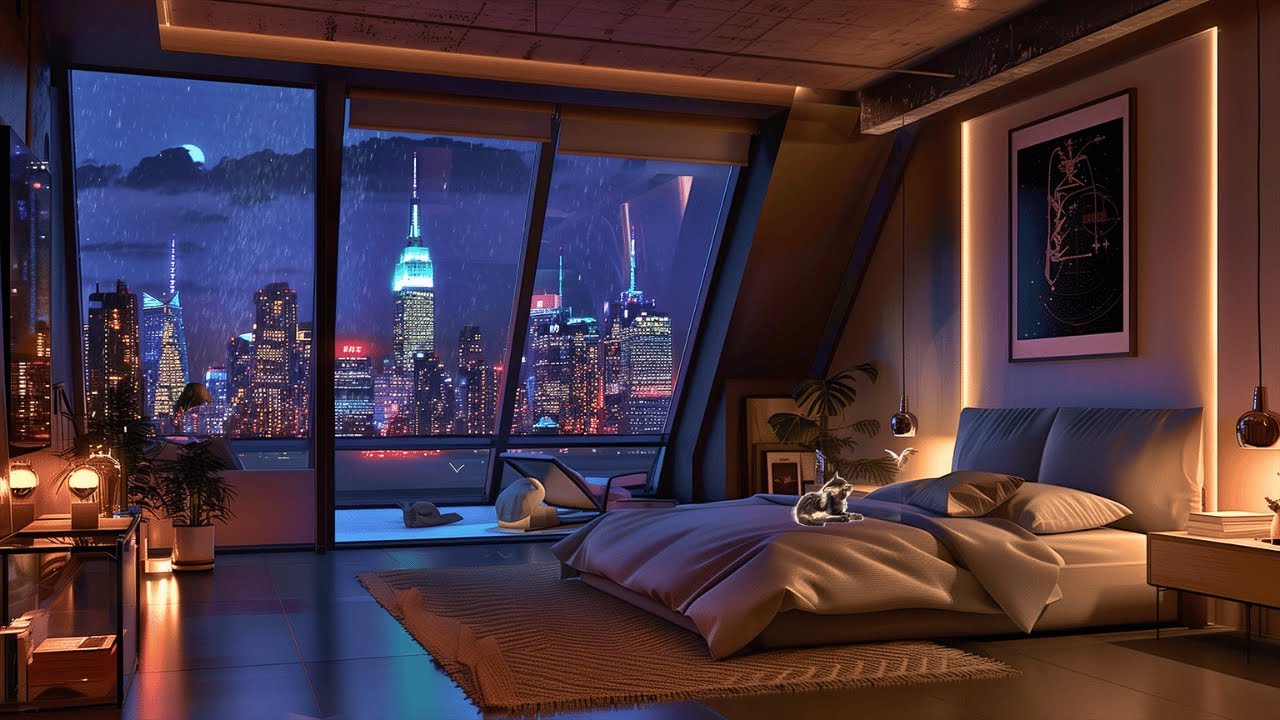 The Chill Zone | Relaxing Jazz & Rain Sounds | Cozy Night in a Luxury ... - Zero Chill Penthouse Decoration Effect