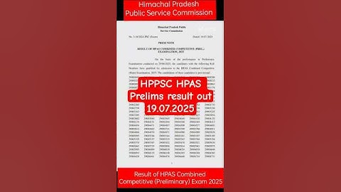HPPSC HPAS Prelims result 2025 #hppsc #hpas #hpexams