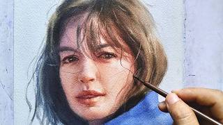 Watercolor portrait painting demo - Anne Hathaway - American actress