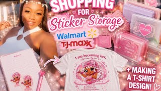 Building My Dream Business | Walmart &amp; TJ Maxx Shopping, Sticker Storage &amp; T-Shirt Design Vlog 💗