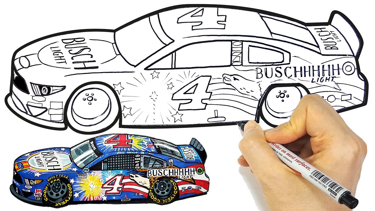 how to draw a nascar race car
