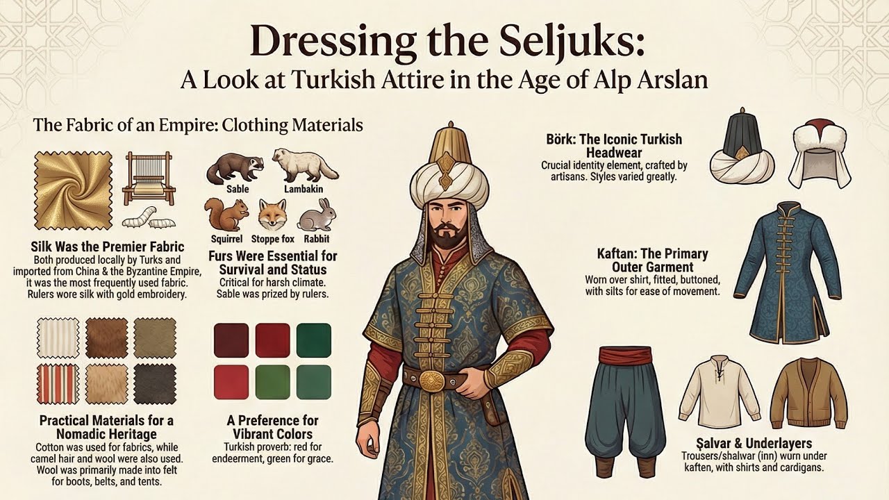 🏹 Büyük Selçuklu Alp Arslan dönemindeki Türk giyim-kuşam kültürü Seljuk Turkish Attire and Grooming✨