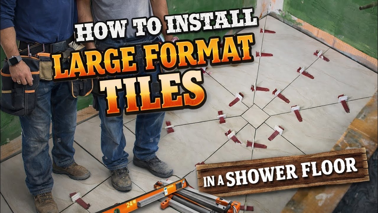 How To Install 24x48 Large Format Tiles in a Shower Floor | Step-By ...