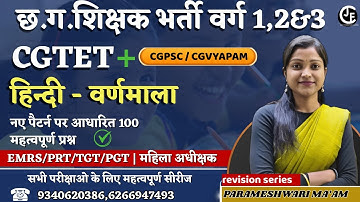 छ ग शिक्षक भर्ती | CGTET।हिन्दी -नए पैटर्न पर आधारित 100 महत्वपूर्ण प्रश्न |CTET|UPTET|EMRS|#hindi