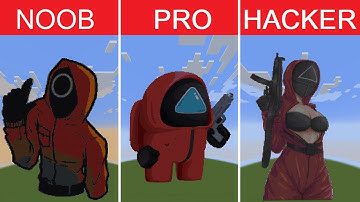 NOOB VS PRO VS HACKER | Squid Game | Minecraft Pixel art