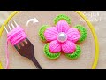☀️💖 Super Easy Woolen Flower Making Trick with Fork - You will Love It !! DIY Amazing Woolen Flowers