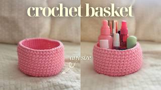crochet basket for beginners (no sewing, any size) using t-shirt yarn!