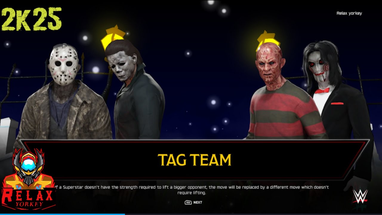 WWE 2k25 Jason Voorhees & Michael Myers Vs Freddy & Billy the Puppet in(Tag Team) 