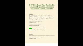 DCF 2024 EXAM CHILD CARE FACILITY RULES AND REGULATIONS QUESTIONS AND VERIFIED ANSWERS LATEST