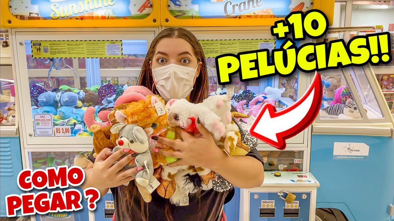 A MÁQUINA ESTAVA CHEIA !! PEGUEI MAIS DE 10 PELÚCIAS 😱