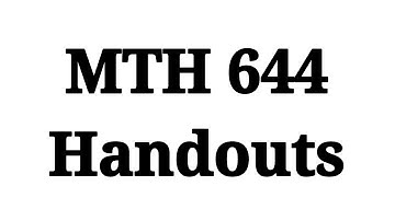 MTH644 Handouts Pdf
