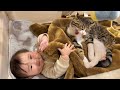 猫の思いやりに、飼い主もびっくり【仲が良すぎる赤ちゃんと猫】