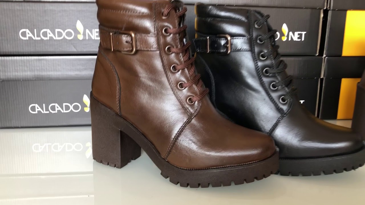 coturno feminino couro legitimo