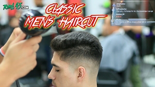 BARBER TUTORIAL on Classic mens Haircut with Bald Fade