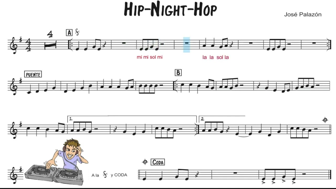 HIP NIGHT HOP (con el nombre de las notas)