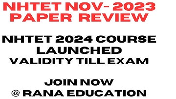 NHTET-2024 Complete Course live classes NHTET Previous years question paper NHTET material MOCK TEST