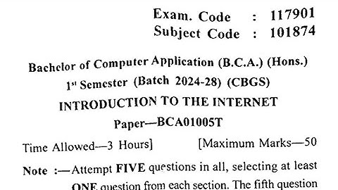 Gndu BCA 1st Semester Introduction To The Internet Question Paper 2024