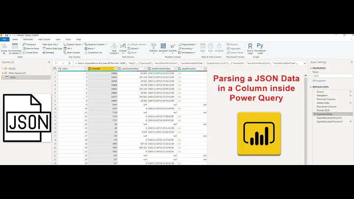 Parse JSON data in a column using Power Query in Power BI