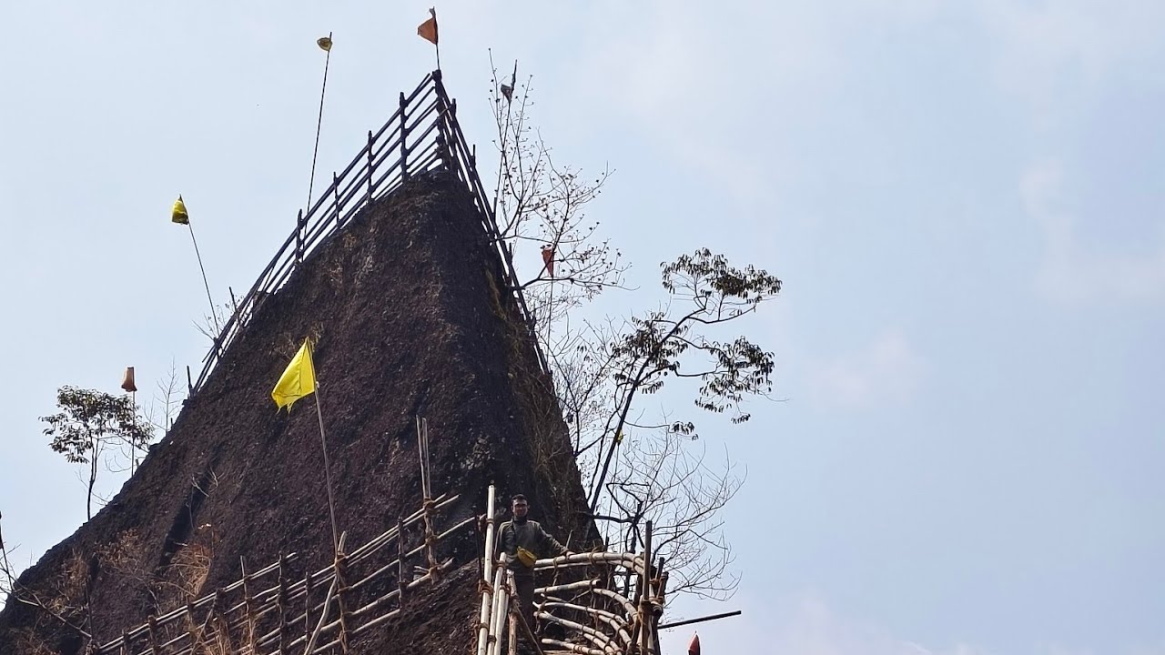 Bamboo trek on the stony mountain.