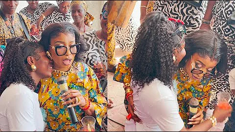 So Humble! Lizzy Anjorin Goes on Her Knees to Appreciate Her Stepdaughter at Her Surprise Birthday