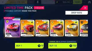 Asphalt 9: ferrari j50 pack opening (x50)