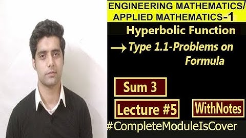 Type 1.1|Sum 3|Problem based on Formula|Hyperbolic Functions|Engineering Mathematics|Spteaching
