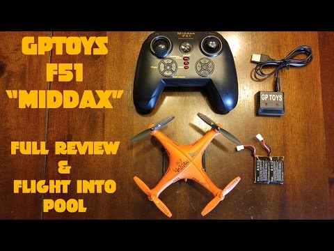 GPTOYS F51 "Middax" Aquadrone, full review and flight into swimming pool