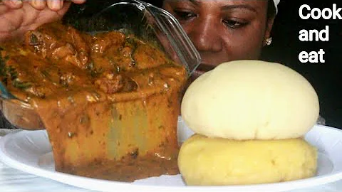 COOK And EAT/ ASMR FUFU WITH OGBONO SOUP/ AFRICA FOOD MUKBANG