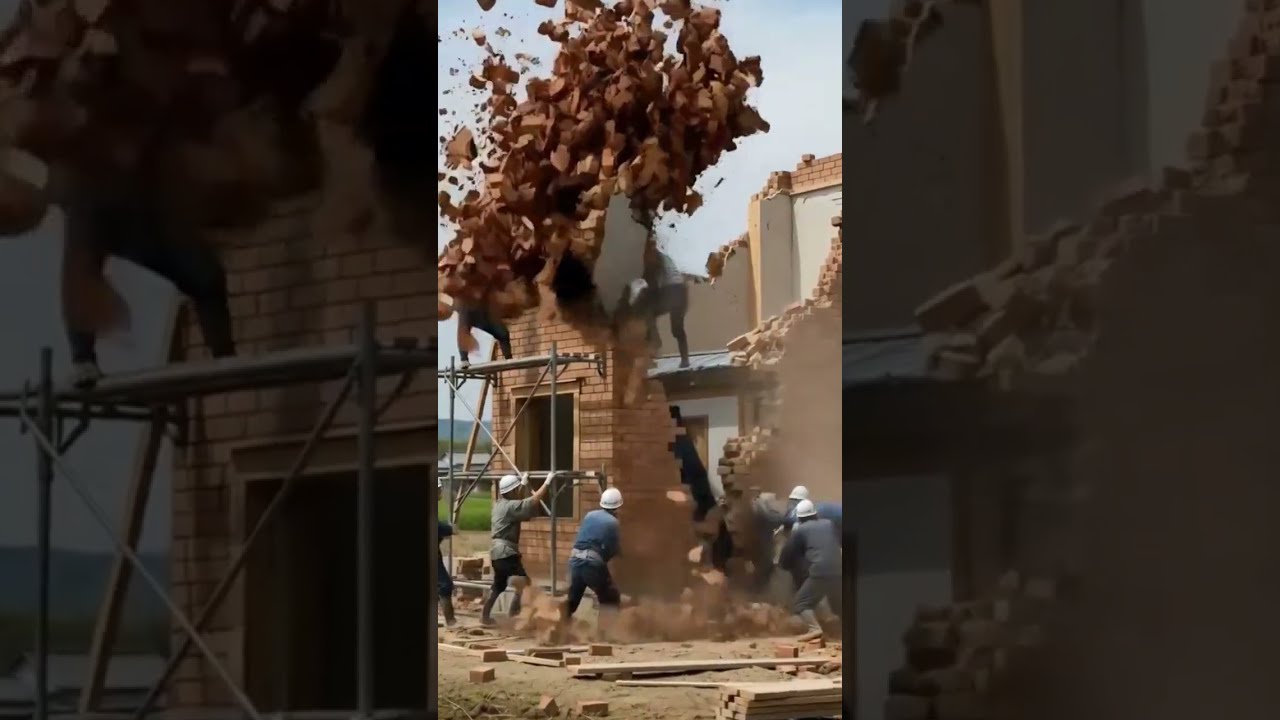  Construction Fail Brick Wall Collapses Flooddisaster Earthquake Viral Constructionfail