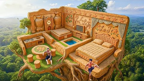 365 Days Building a $500K Treehouse Living Room on a 200-Year-Old Tree Using Primitive Tools