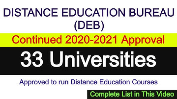 UGC - DEB approved universities 2020 2021 | Distance Education Bureau | UGC,DEB News in Hind| Notice