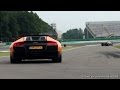 Supercars Entering the Track - F12, LP670-4 SV, McLaren 650S, Ford GT