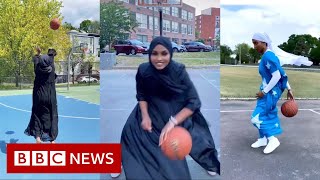 The viral basketball star changing views on Muslim women in sport - BBC News