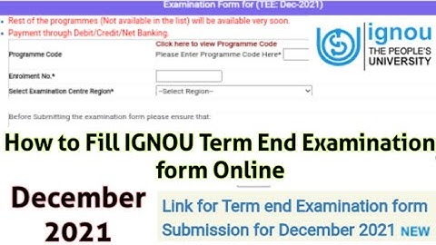 How to Fill IGNOU Term End Examination Form Online | Session December 2021 | IGNOU TEE Form 2021