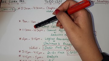 SBI CLERK Day- 17 To Do List. Follow it blindly for 50 days and get a job in SBI. Strategy matters.