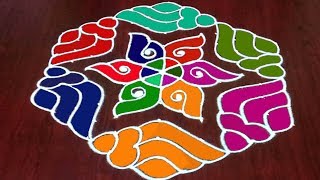 Latest Easy 13x7 dots Shankh Rangoli Kolam ||  Dhanurmasam Muggulu || Rangoli World