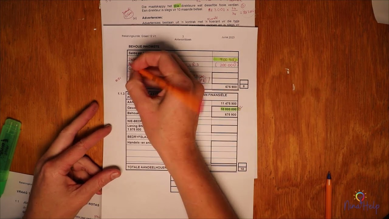 REK12 VRAESTEL 1 Jun 2023 (VS) Vraag 1.2.2  Behoue inkomste NOTA