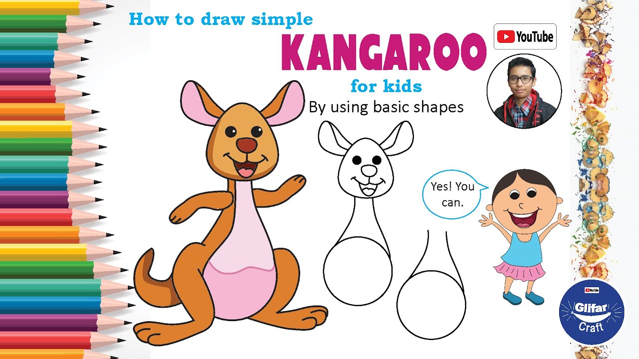 How to draw a kangaroo | animals drawing | step by step| learn to draw | for kids - YouTube