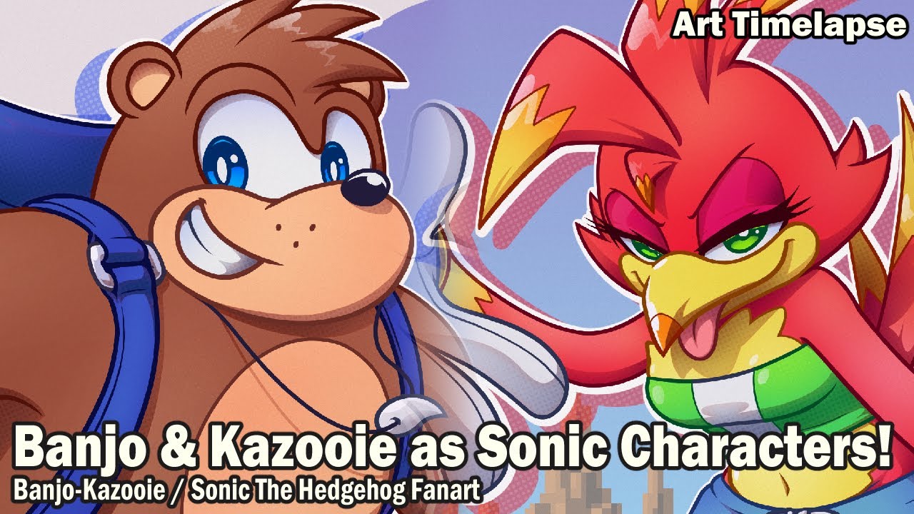 Banjo and Kazooie if they were Sonic The Hedgehog Characters - Art Time-Lapse [2025]