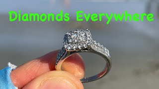 Metal Detecting Beach Treasure Gold Ring Diamonds Everywhere!