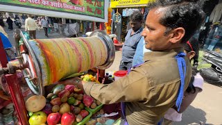 Mix Fruits Ice Cream Making on Hand Roller | Street Food