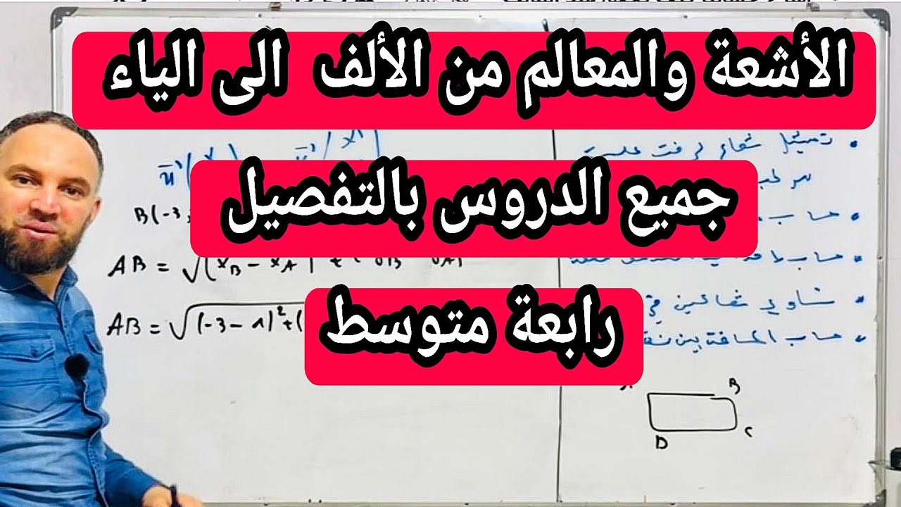 الأشعة و المعالم من الألف الى الياء رياضيات الرابعة متوسط   