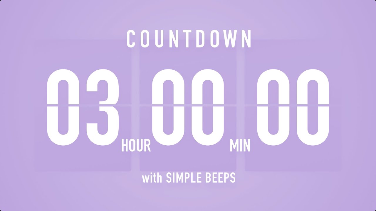 3 Hours Countdown Flip Clock Timer  Simple Beeps  