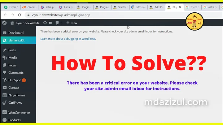 Fix 1 Minute -There has been a critical error on your website.