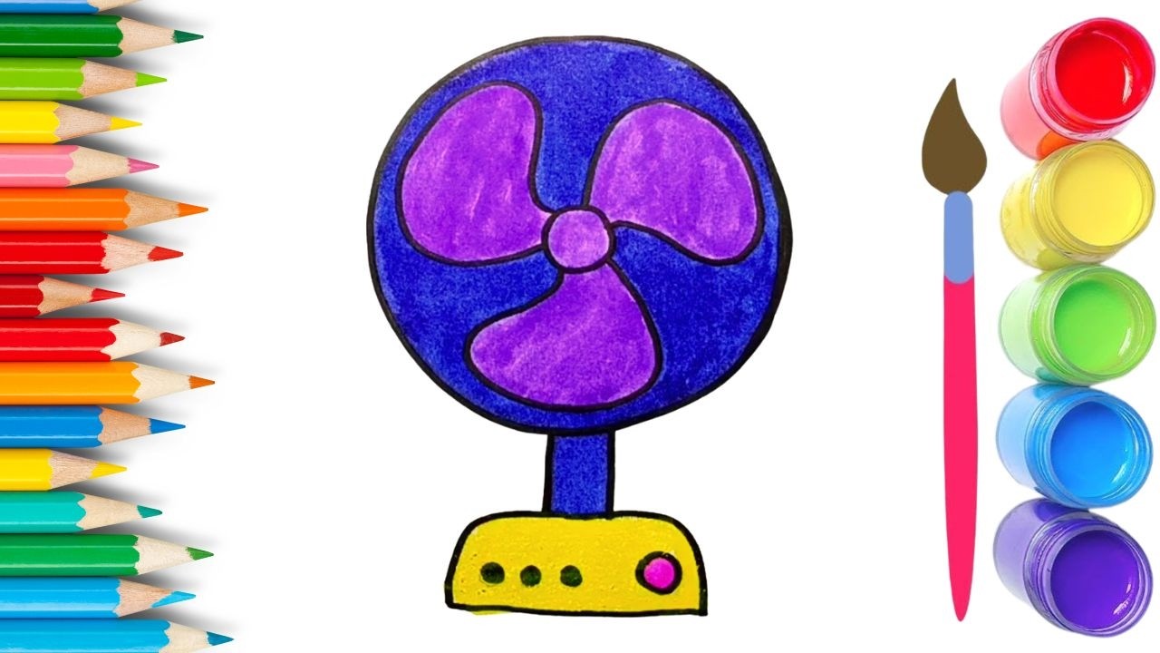 How To Draw cute Fan Drawing, Painting & Coloring For Kids and Toddlers ...