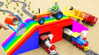 Top diy tractor making mini Bridge & tracks for train | diy mini concrete mixer truck | BH Farm