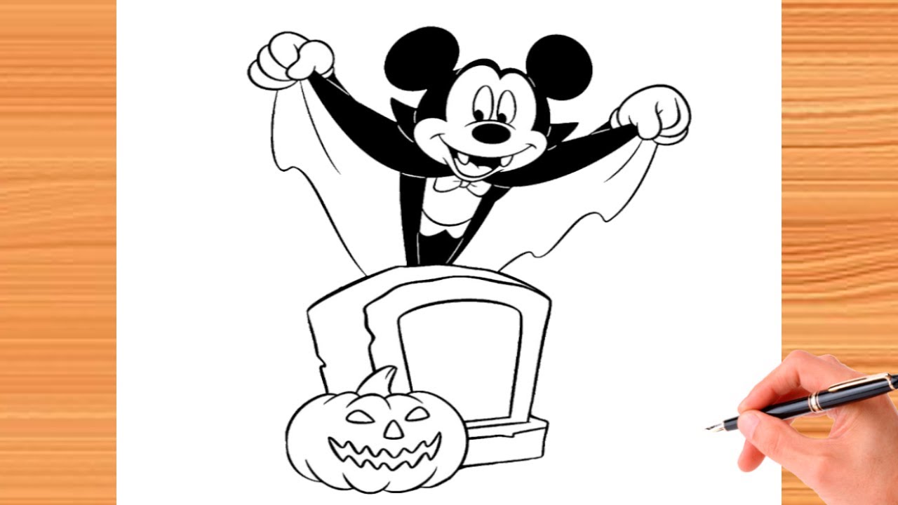 How to Draw Mickey Mouse Halloween easy - Drawing Step by Step - YouTube
